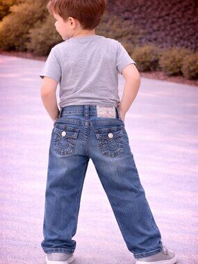 True Religion KIDS Skinny Straight Jeans Blue Denim Flap Pocket KDS18